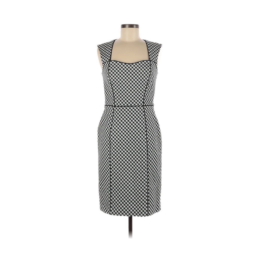 White House Black Market Checkered Cut-Out Sheath Dress